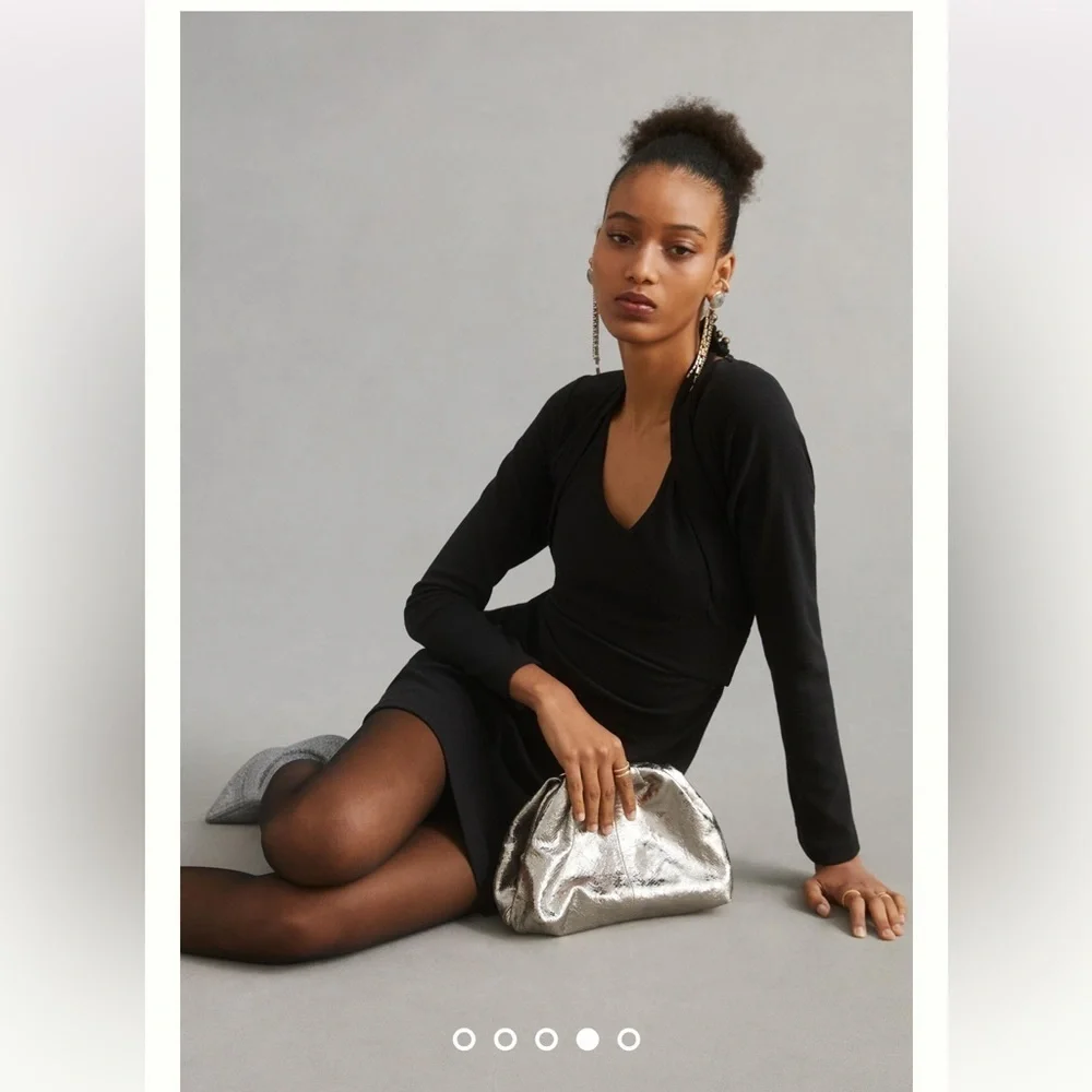 ANTHROPOLOGIE NWT By Anthropologie Long-Sleeve Mini Dress Size M. - Picture 4 of 11